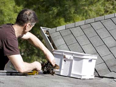 Paul is cleaning the gutter